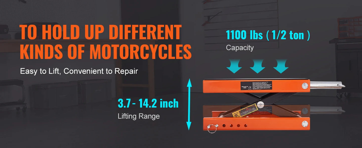 SucceBuy 1100 Lbs Motorcycle Lift Scissor Jack With Wide Deck