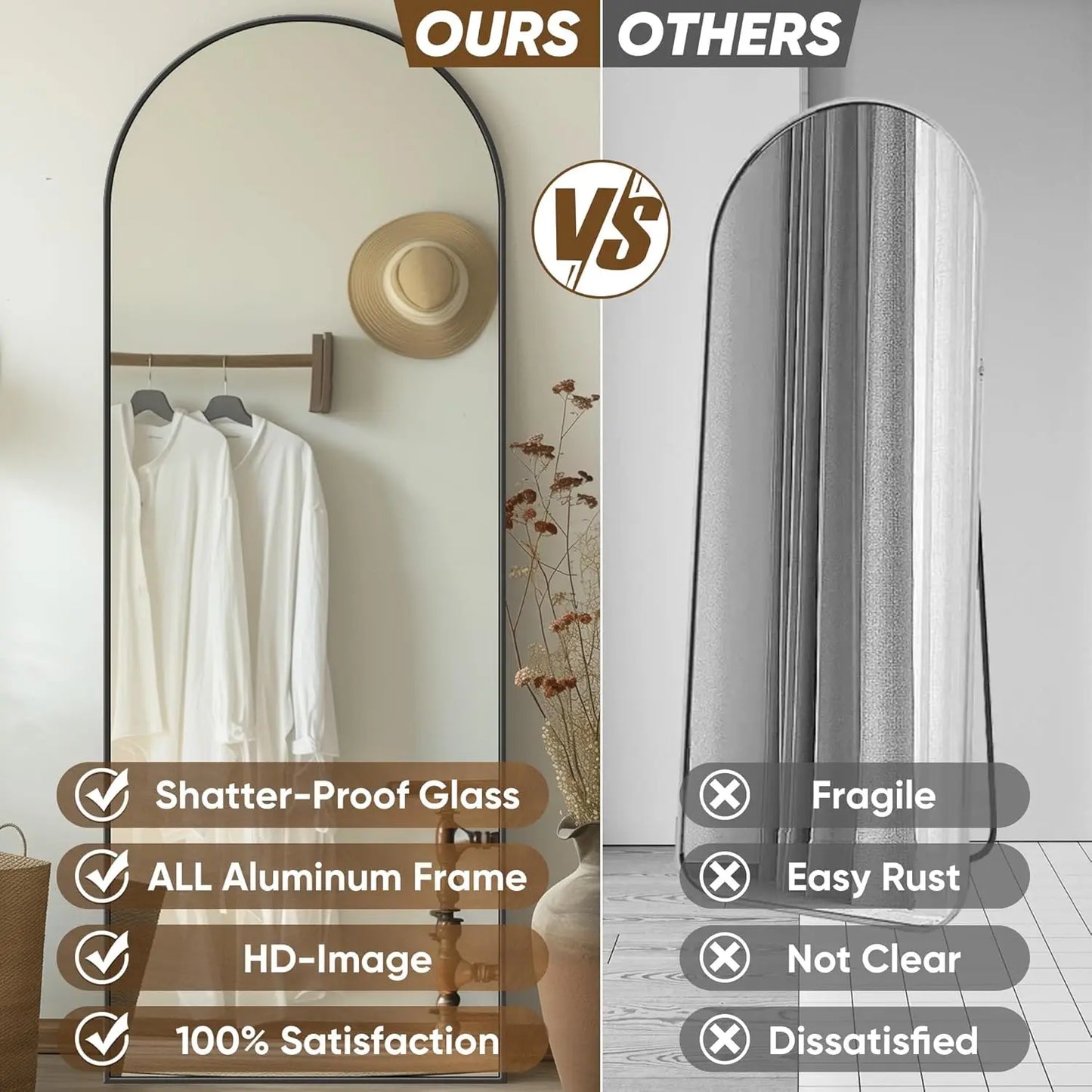Antok Full Length Floor Mirror With Stand For Bedroom And Living Room