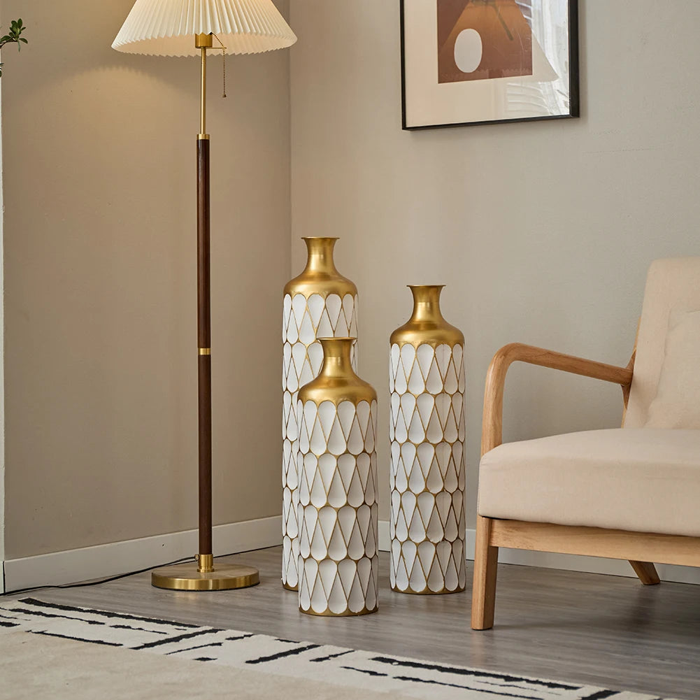 TWISTER.CK Floor Metal Vase Set Modern Drop Shaped Standing Vases