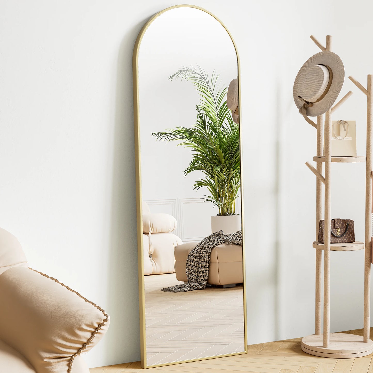 JHK Full Length Wall Mirror With Aluminum Alloy Frame Stand