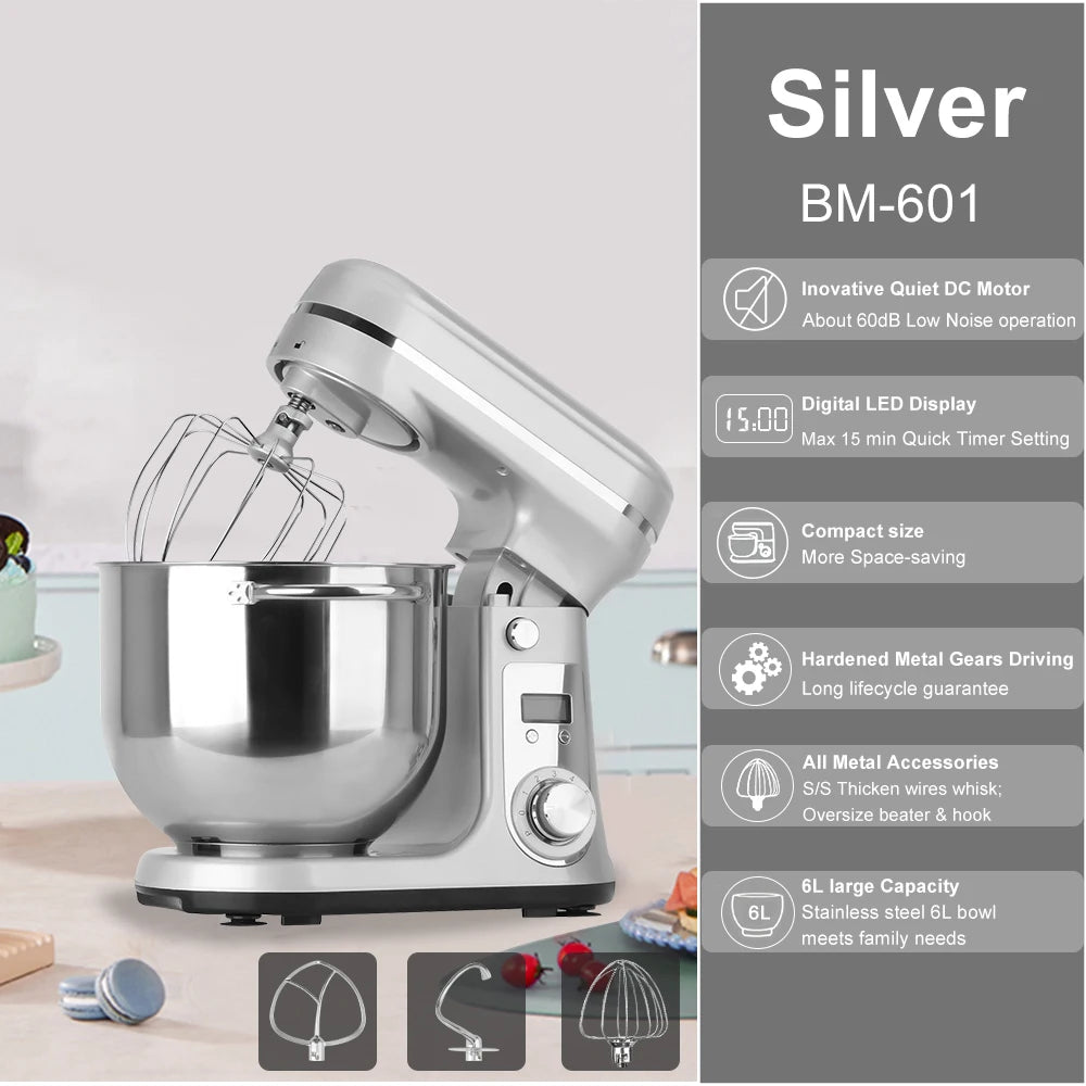Biolomix BM601 Stand Mixer With 1200W Motor And 6 Speed