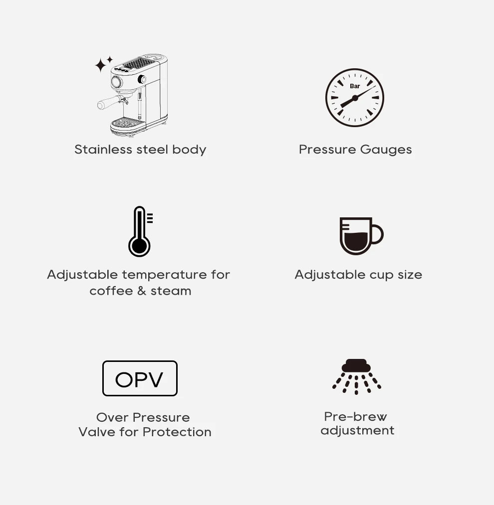 HiBREW H10B 20 Bar Semi Automatic Espresso Machine With Adjustable Temperature