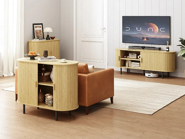 ONBRILL Modern Sideboard Buffet Cabinet With Sliding Doors And Shelves