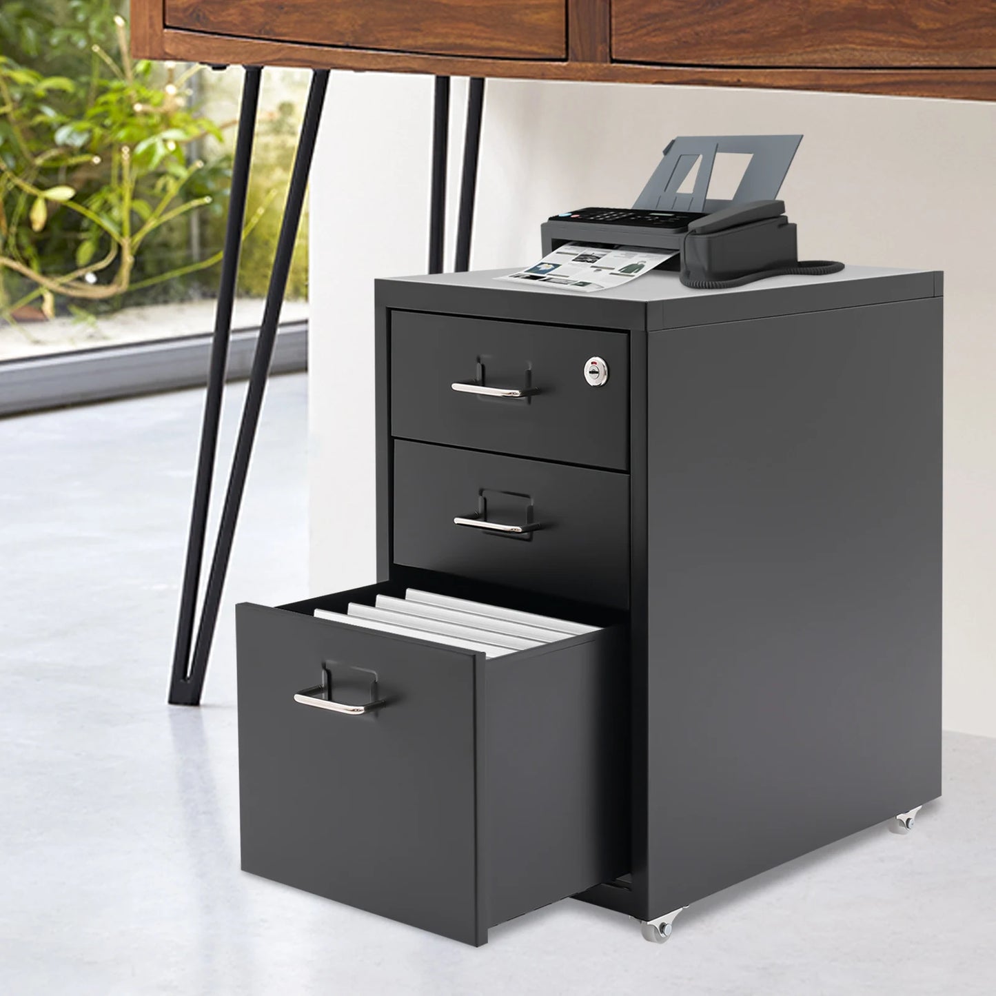 Metal Vertical File Cabinet With Lock For Office Or Study