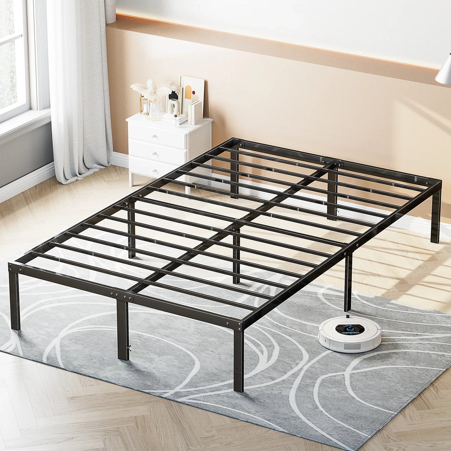 JHK Steel Bed Frame With Slat Support