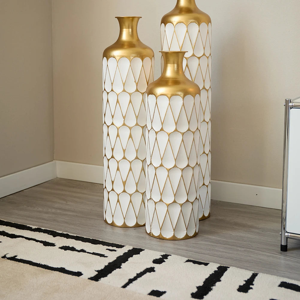 TWISTER.CK Floor Metal Vase Set Modern Drop Shaped Standing Vases