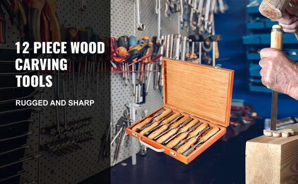 SucceBuy 12 Piece Wood Carving Chisel Set For Woodworking Tools