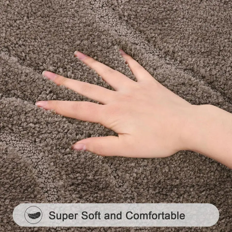 XMSJ 5-Piece Bathroom Rug Set Microfiber Non-Slip Bath Mats