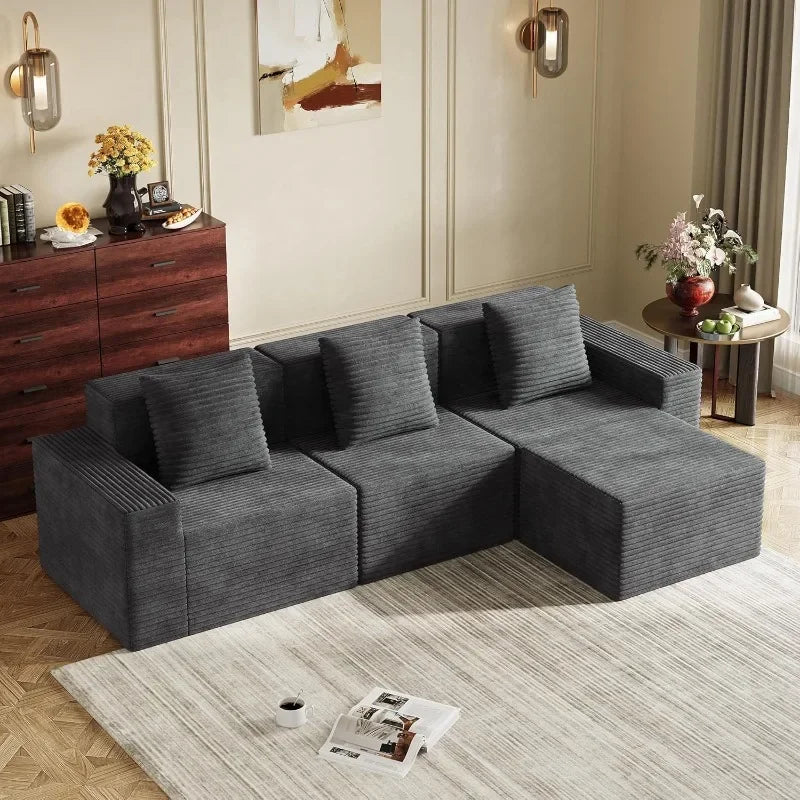 WLIVE U Shaped Sectional Sofa With Storage Chaise And Pillows