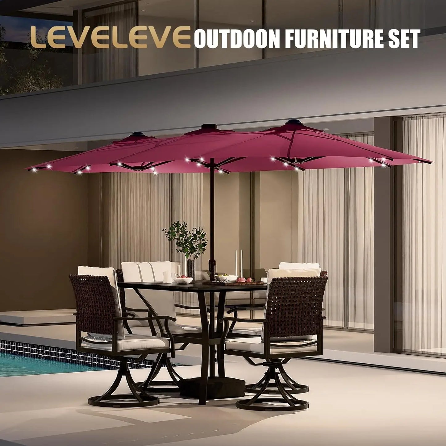 Patio Umbrella With Base Double-Sided Outdoor Shelter