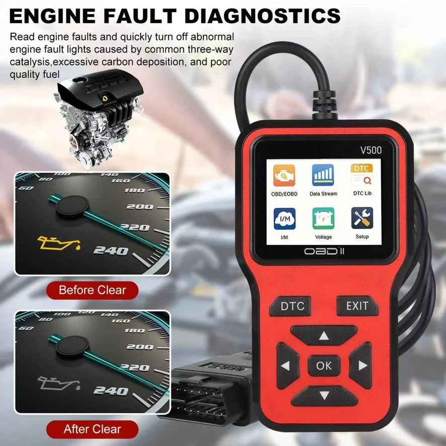 V500 OBD2 Scanner Code Reader With Color Screen And ECU Health