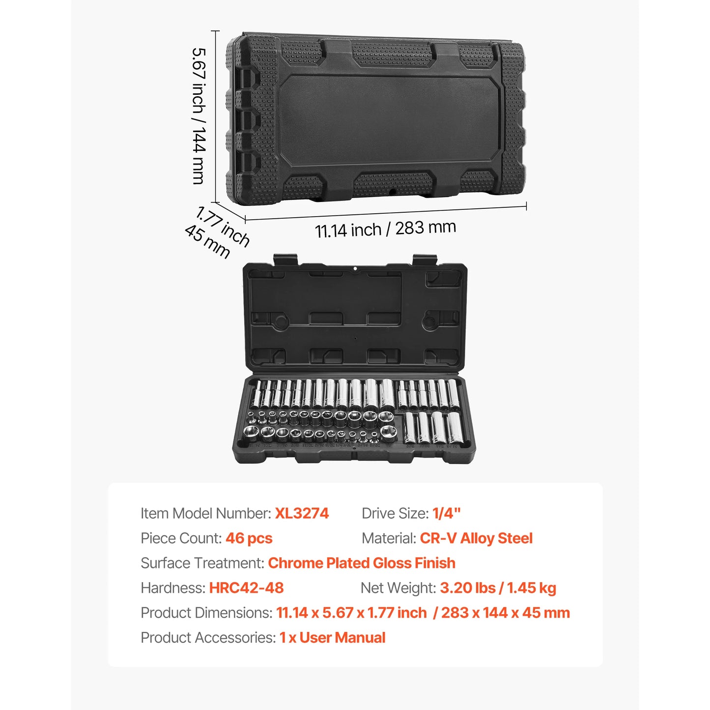 SucceBuy 86 Piece Socket Set Ratchet Mechanic Tool Kit