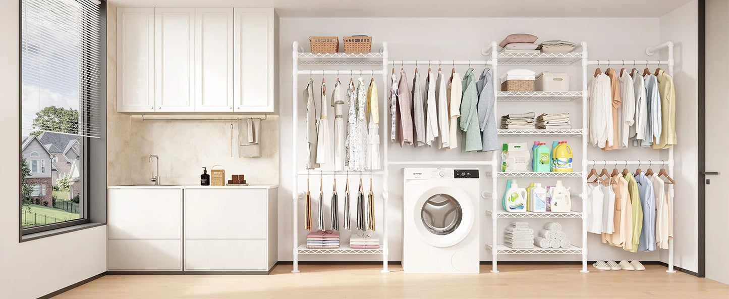 L4 Wall Mounted Industrial Pipe Clothes Rack Closet Organizer