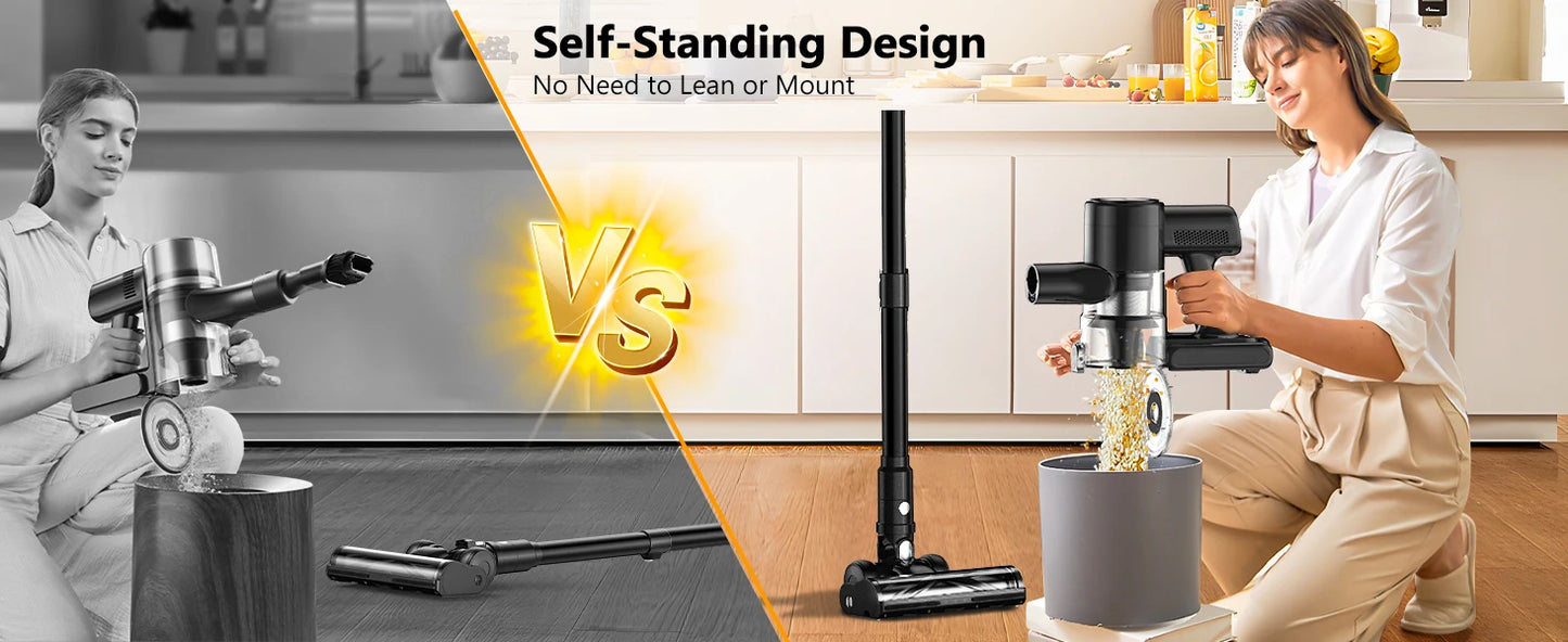 SUXIANGVAC Cordless Vacuum Cleaner 55 KPa 55 Minute Runtime Self Standing