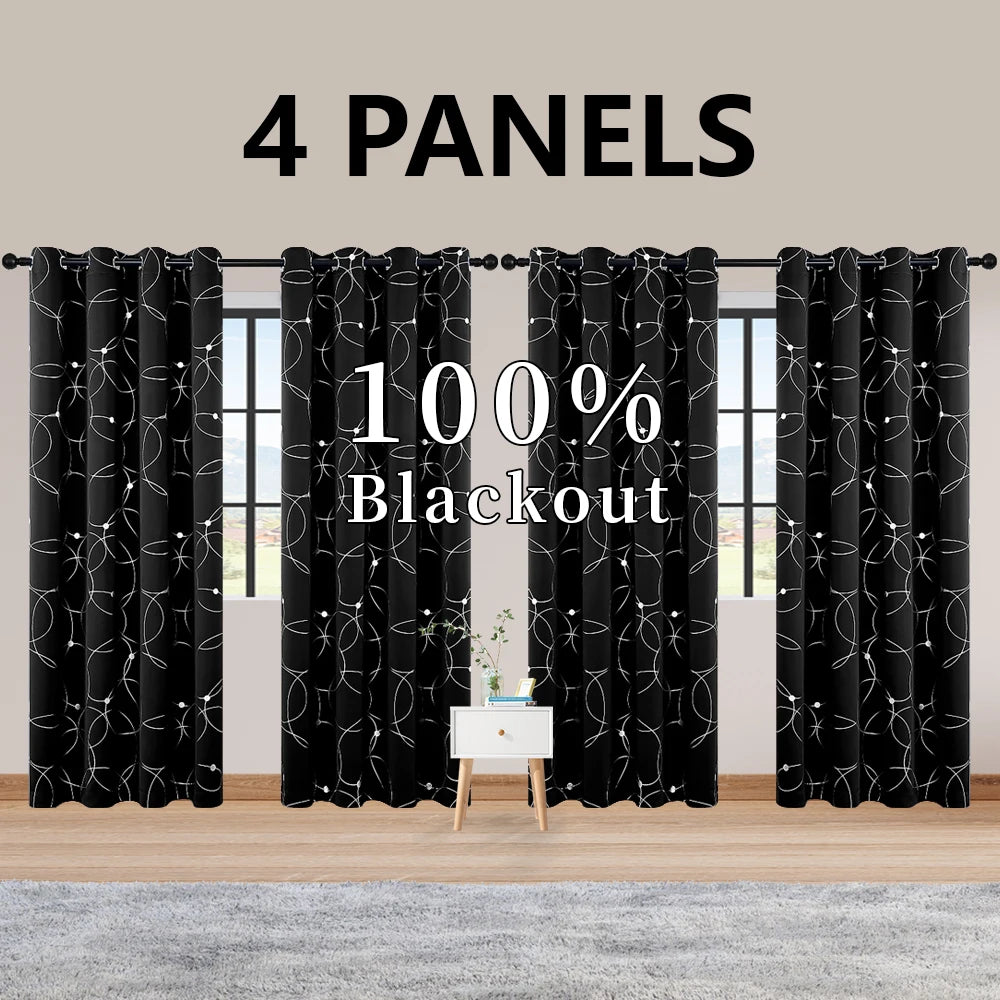 Blackout Curtains Grommet Thermal Insulated 4 Piece Set