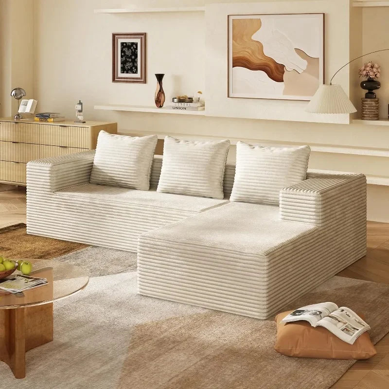 WLIVE U Shaped Sectional Sofa With Storage Chaise And Pillows