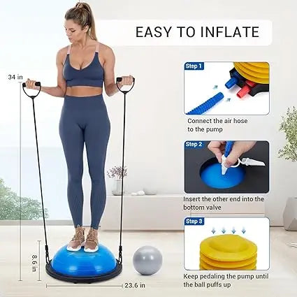 Half Exercise Ball Balance Trainer With Non Slip Base Pilates