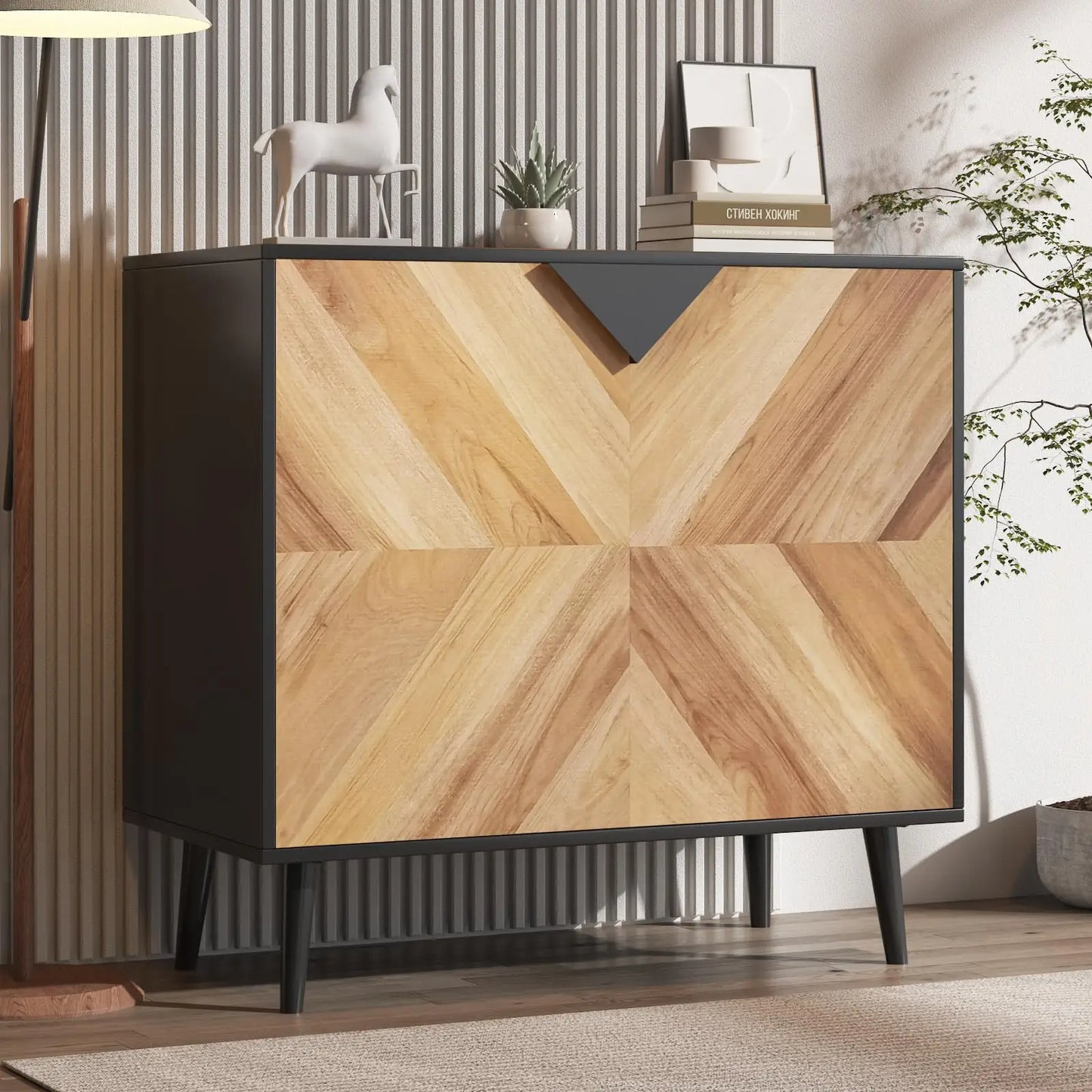 HiMISS Modern Storage Cabinet With Shelf And Doors For Living Room