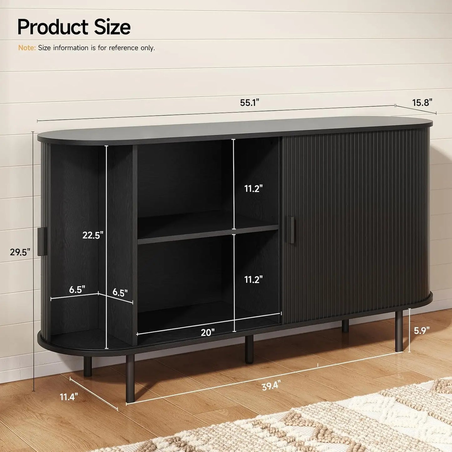 ONBRILL Modern Sideboard Buffet Cabinet With Sliding Doors And Shelves