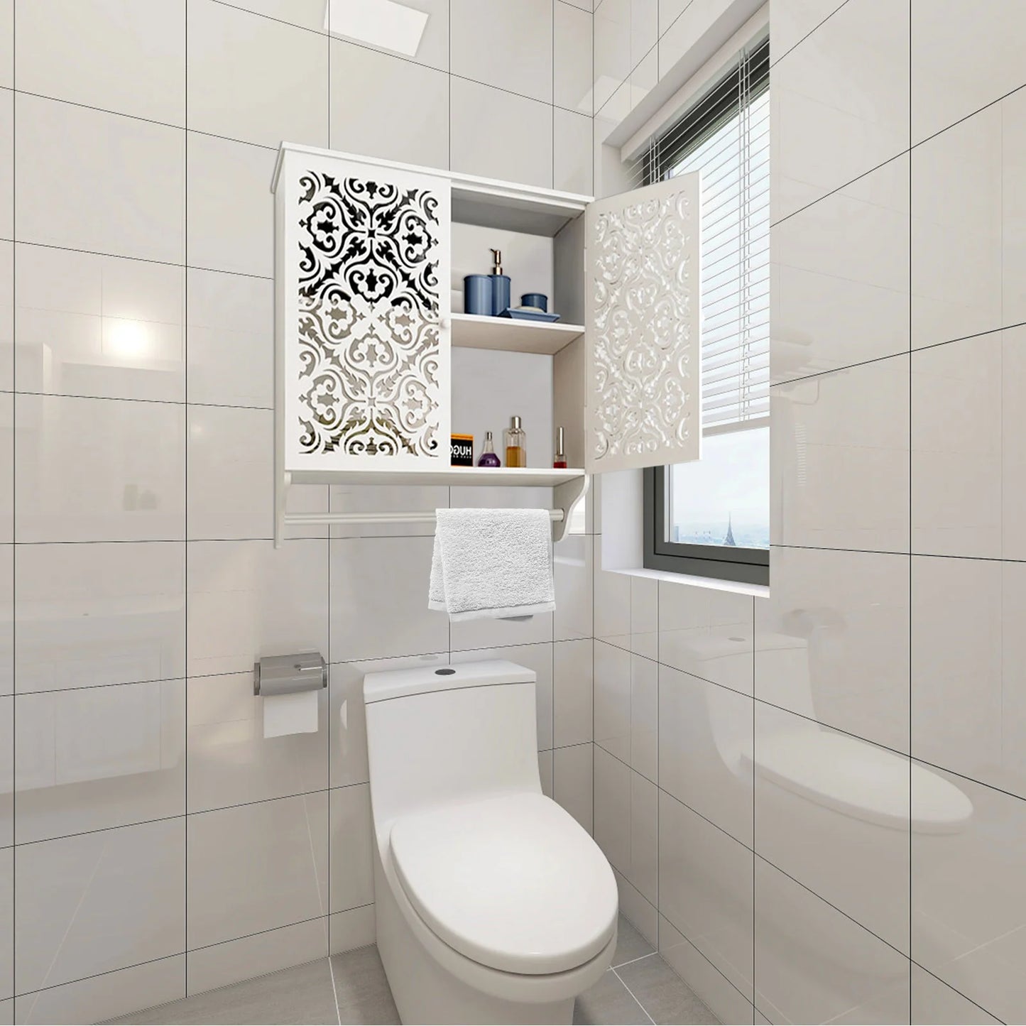 Bathroom Wall Cabinet With Towel Bar Over Toilet Space Saver