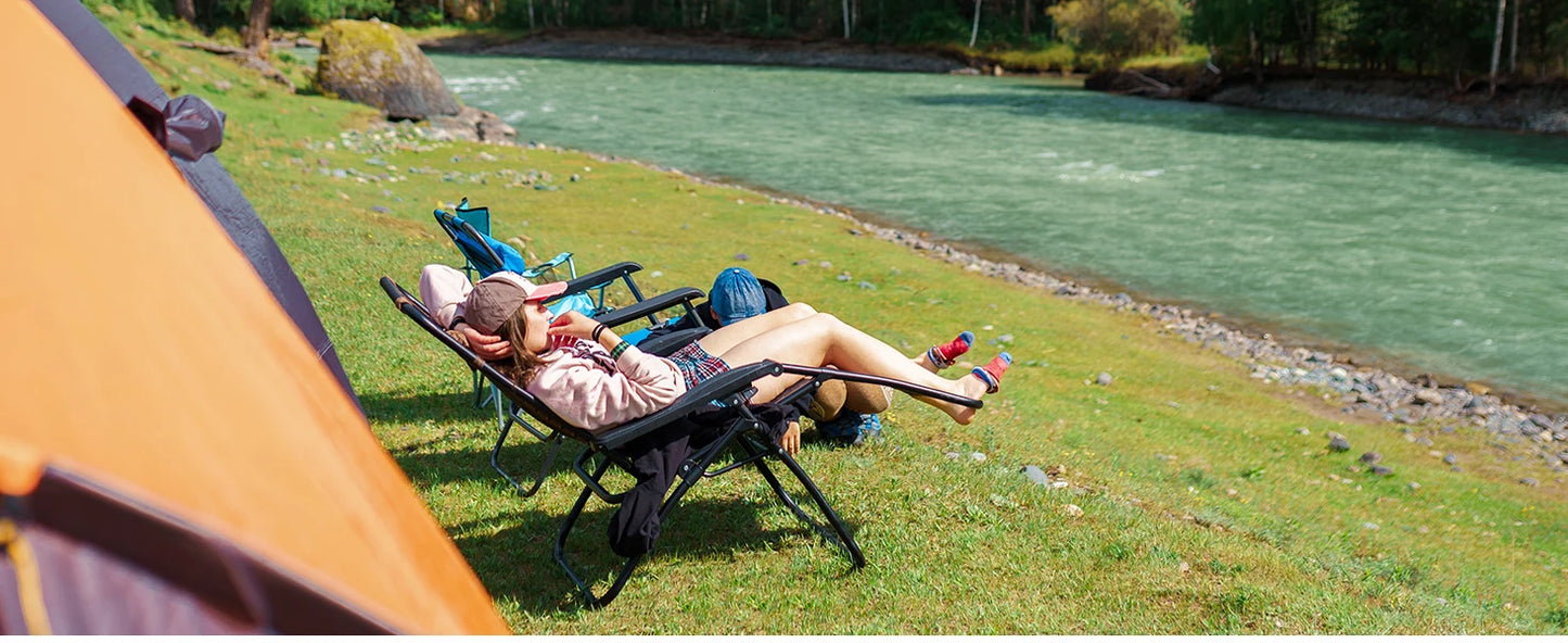 JHK Zero Gravity Portable Recliner With Cup Holder Trays