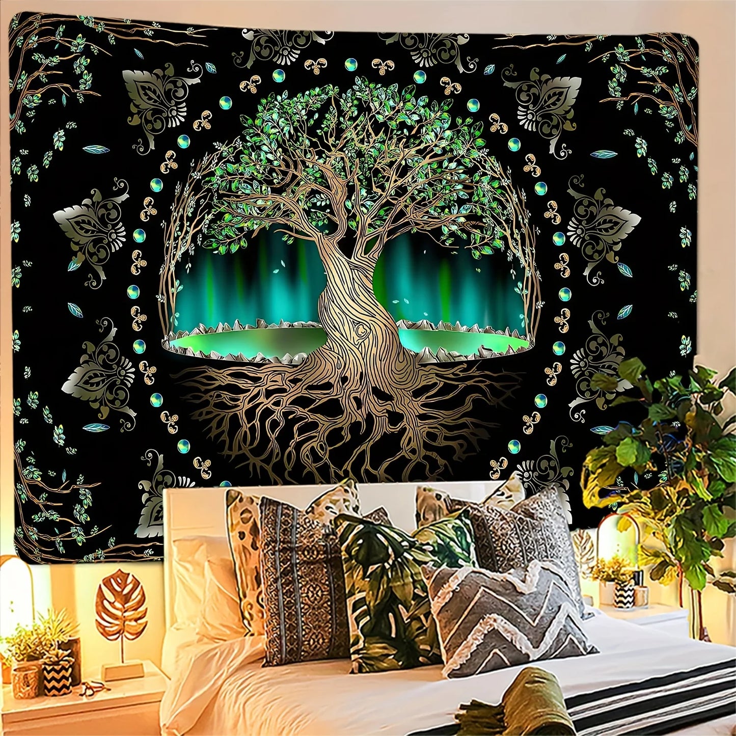 Tree Of Life Tapestry Galaxy Sun Moon Stars Hippie Psychedelic Decor For Bedroom
