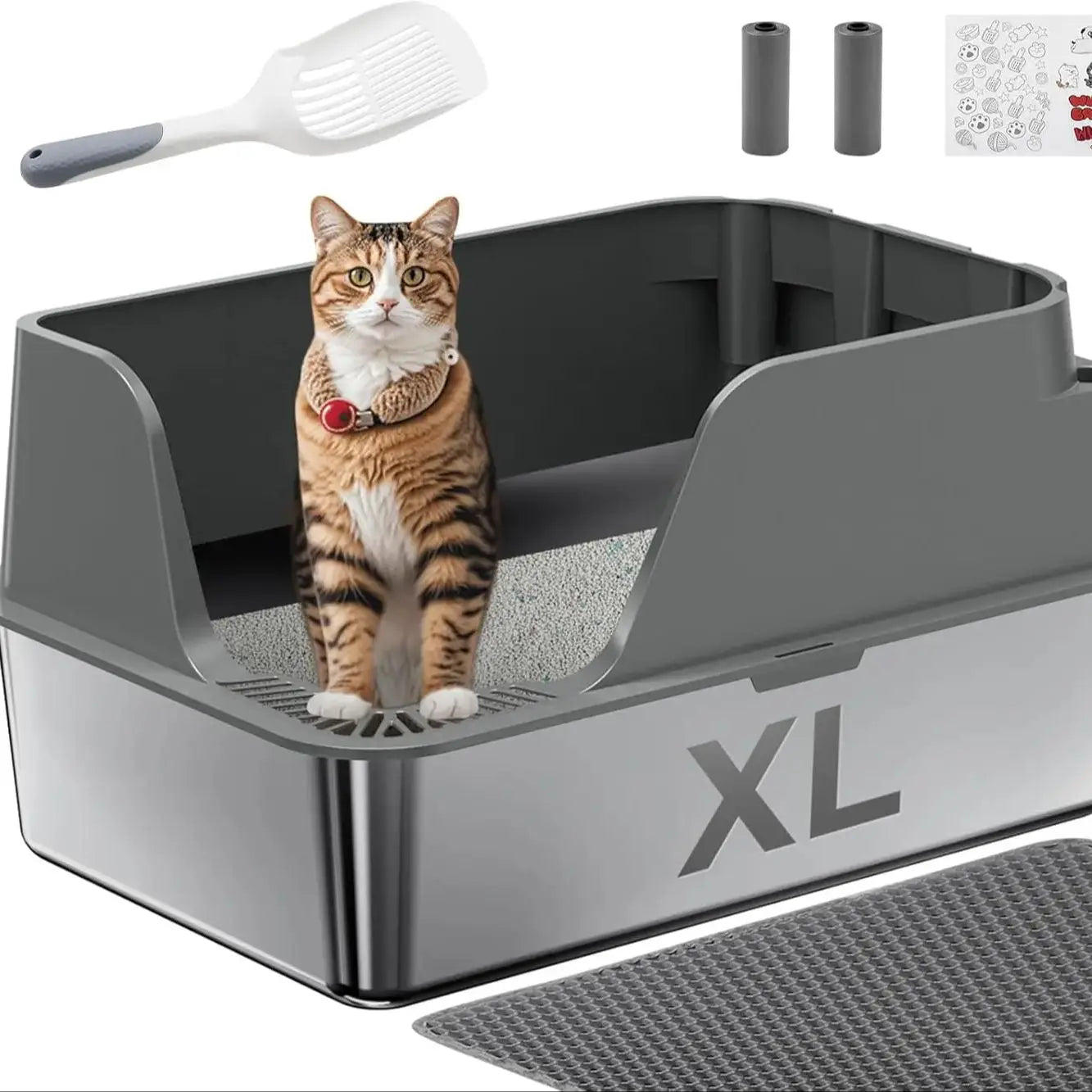Stainless Steel Cat Litter Box With Lid Splash Proof And Leak Proof