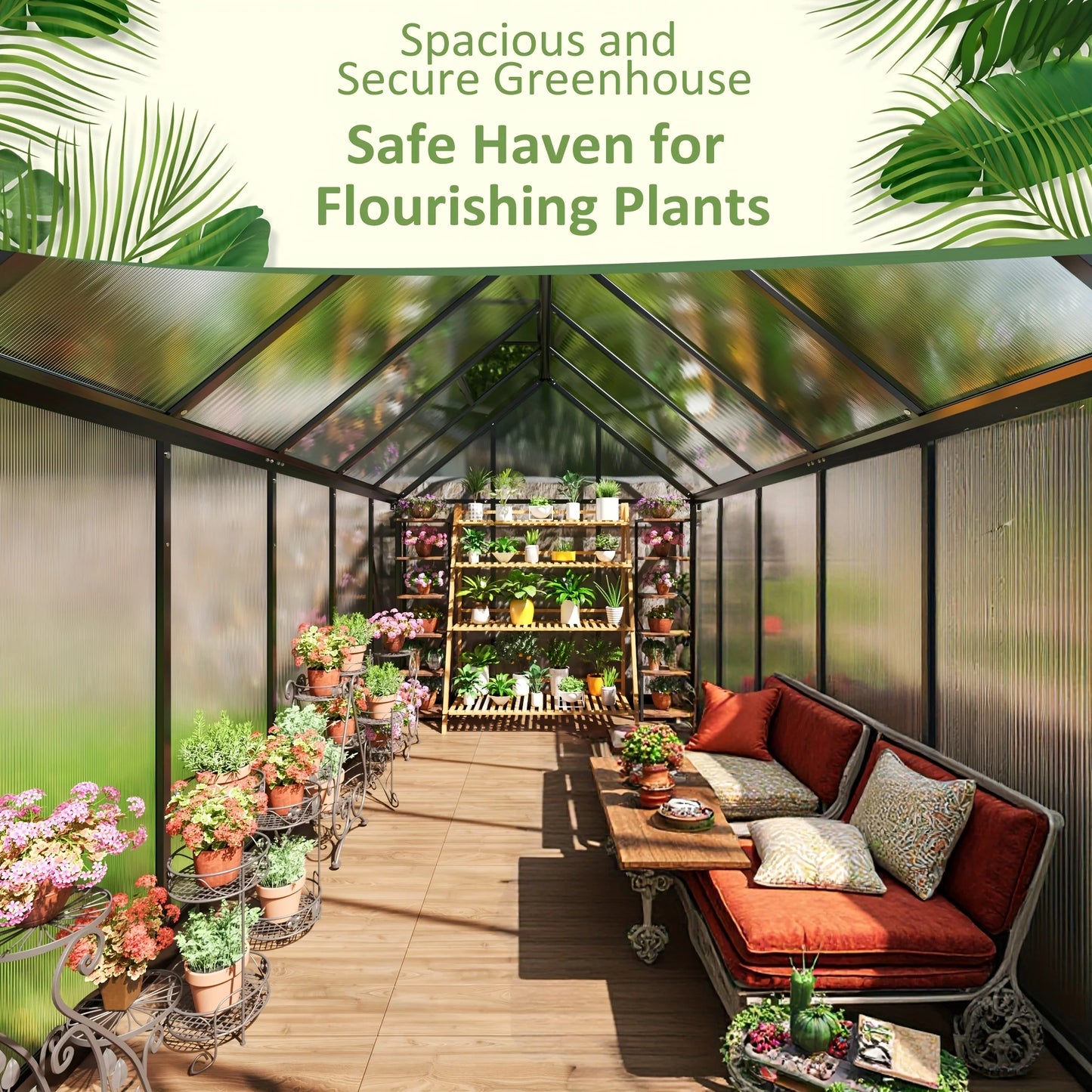 VIWAT Greenhouse With Polycarbonate Panels And Aluminum Frame