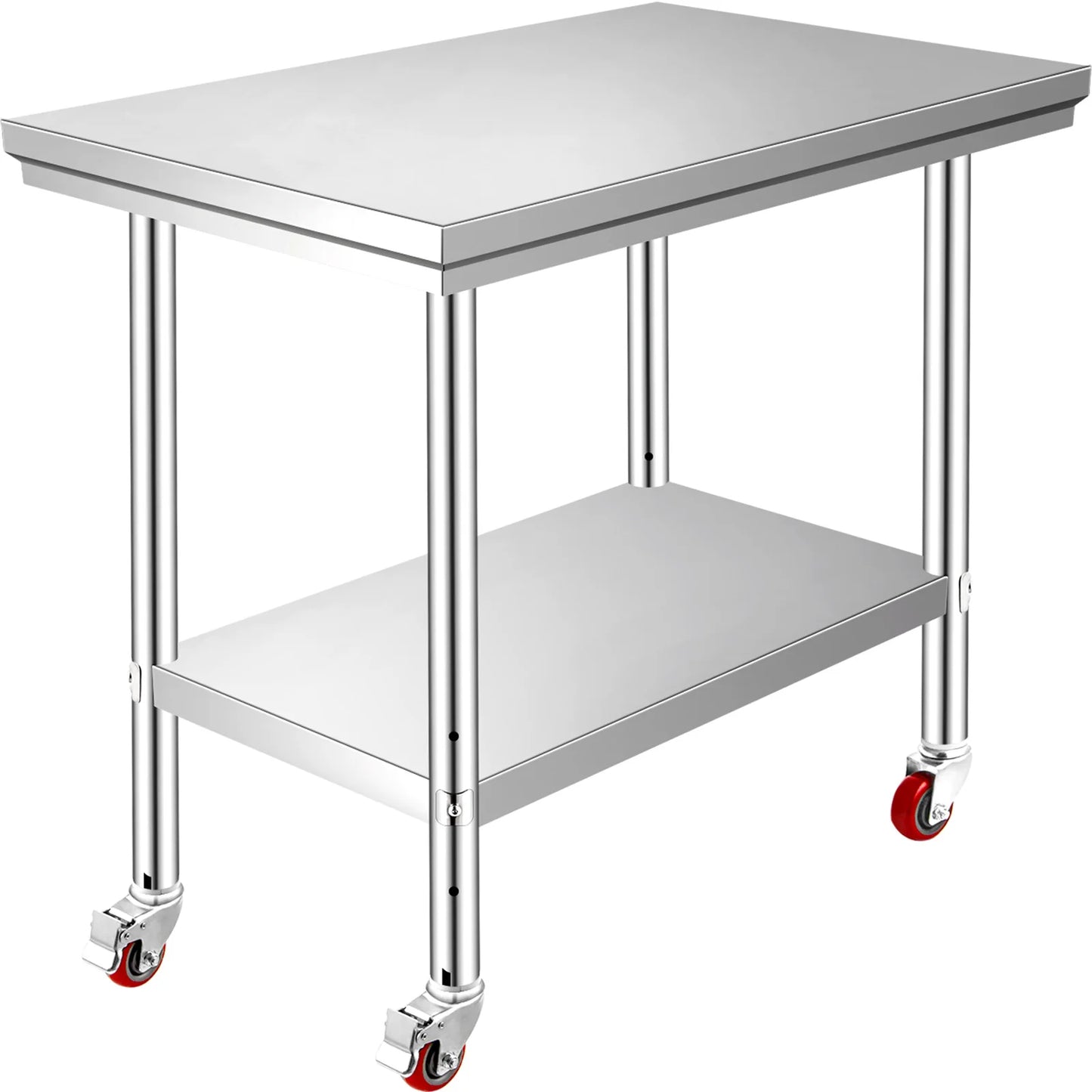 SucceBuy Stainless Steel Kitchen Work Table With Casters For Home