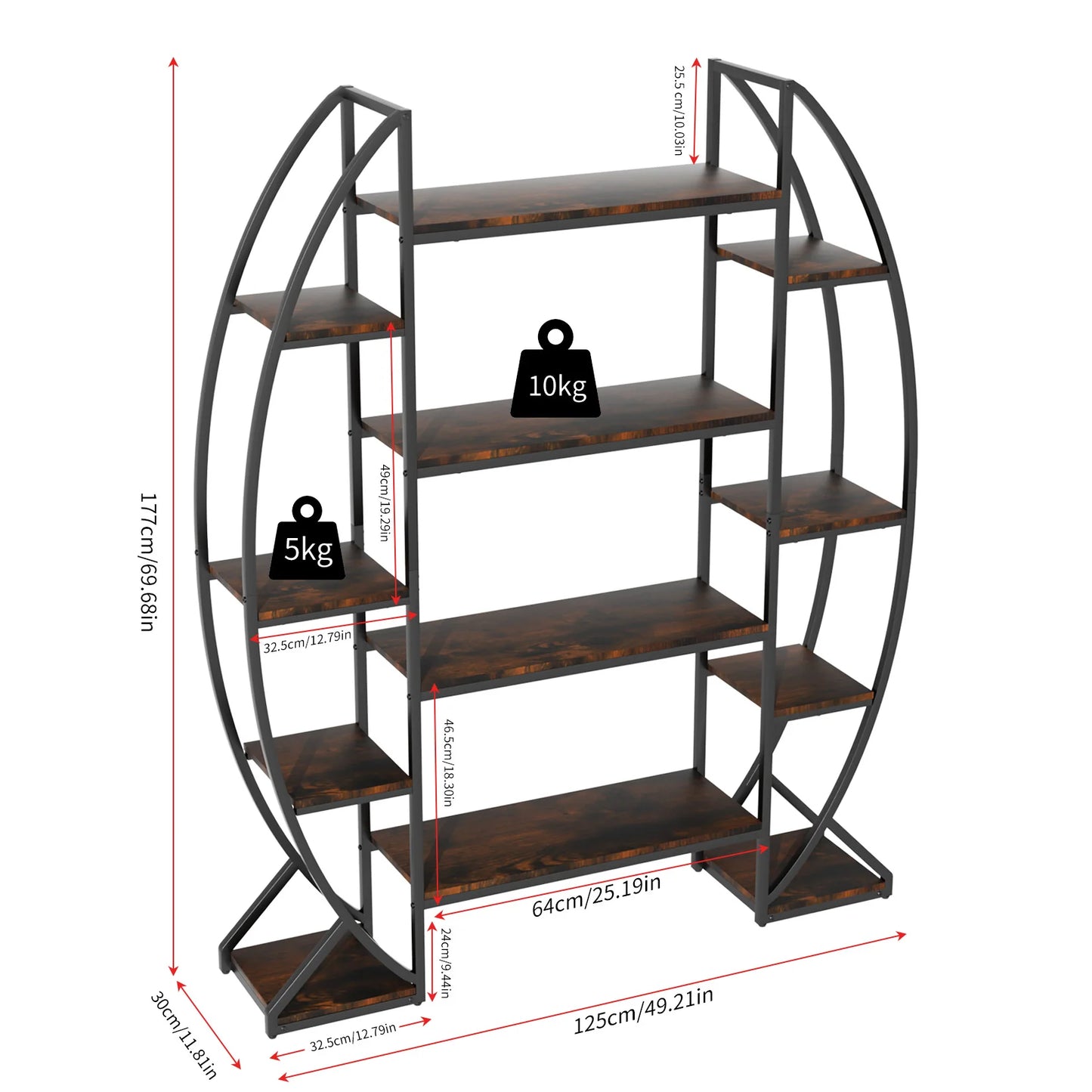 Iron Half Moon Plant Stand Multilayer Bookshelf Industrial Storage Rack