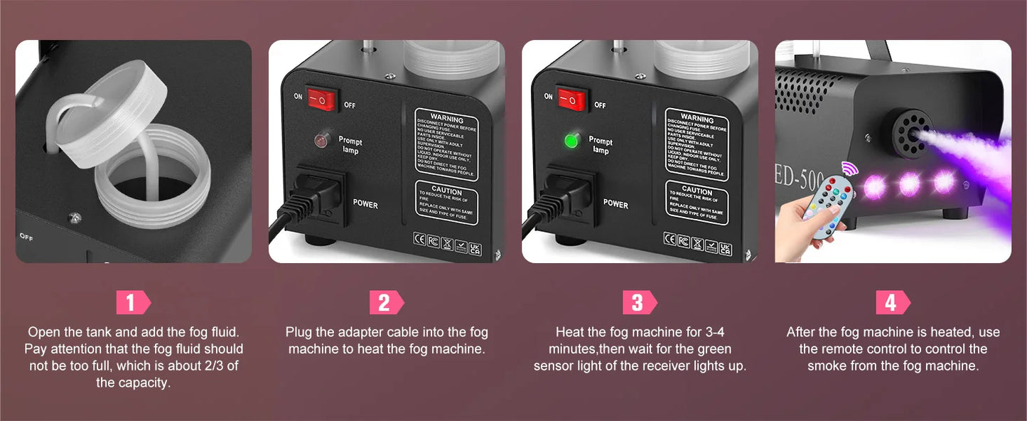 U'King 500W Smoke Machine With RGB Fog Effect Remote Control