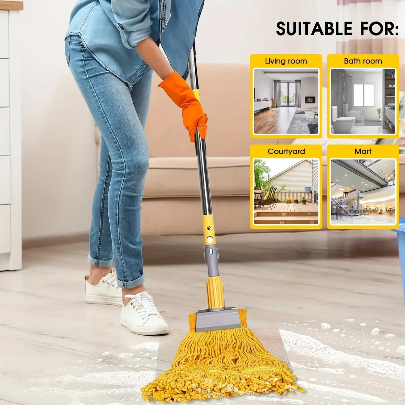 Sanitary Cleaning Kit Mop Bucket Cart With Industrial Cleaning Mop