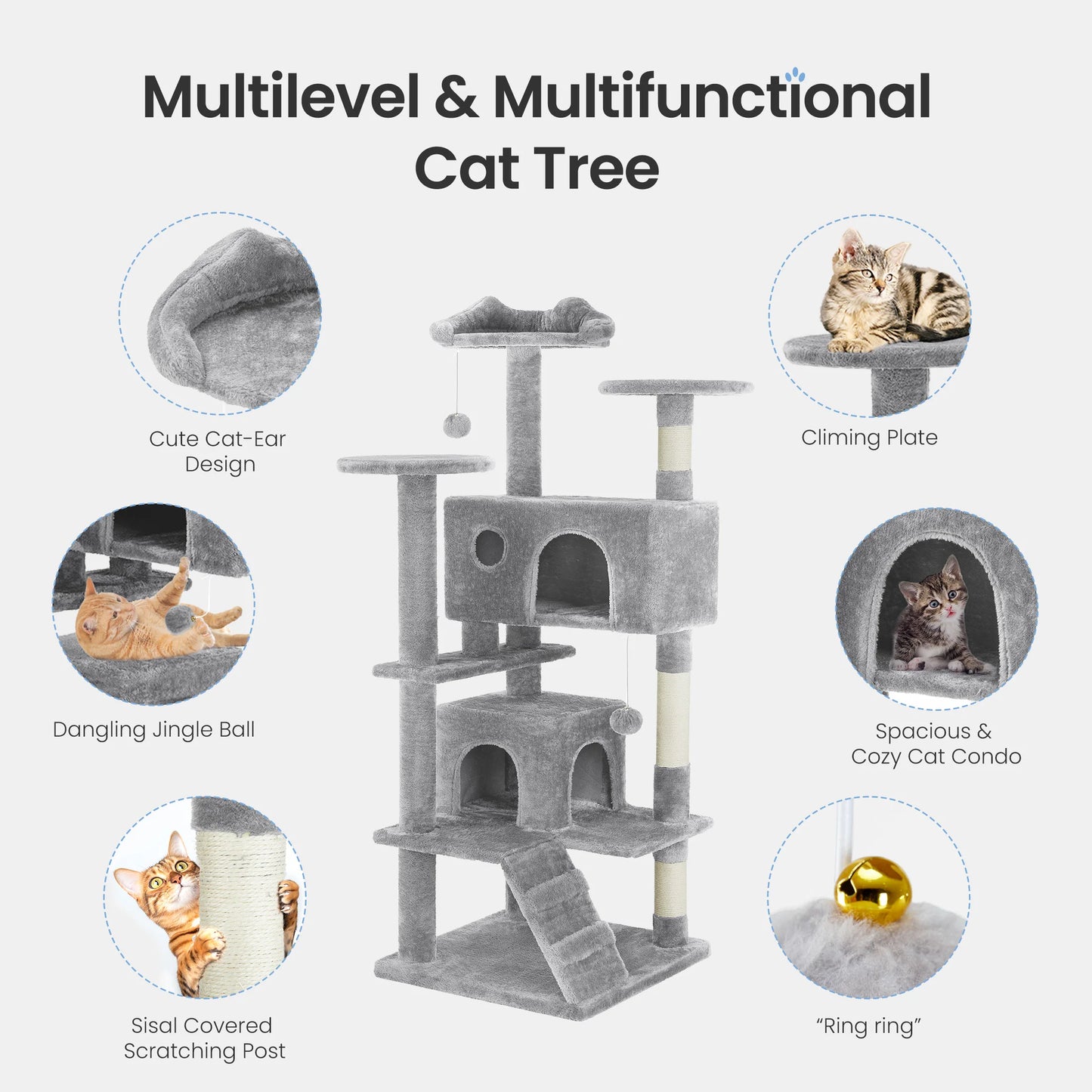 MCQ Indoor Cat Tree Tower With Sisal Scratching Posts