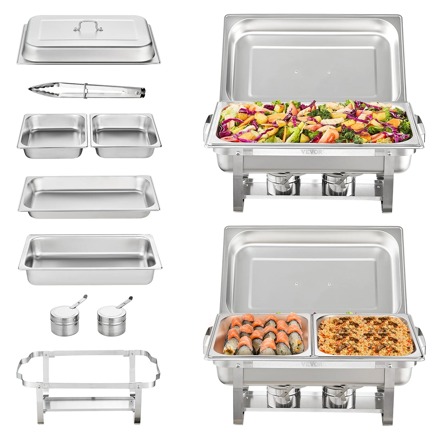 SucceBuy Rectangle Chafing Dish Buffet Warmer Server Set Of 2 4 6 Packs