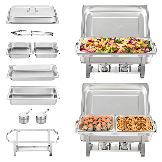 SucceBuy Rectangle Chafing Dish Buffet Warmer Server Set Of 2 4 6 Packs
