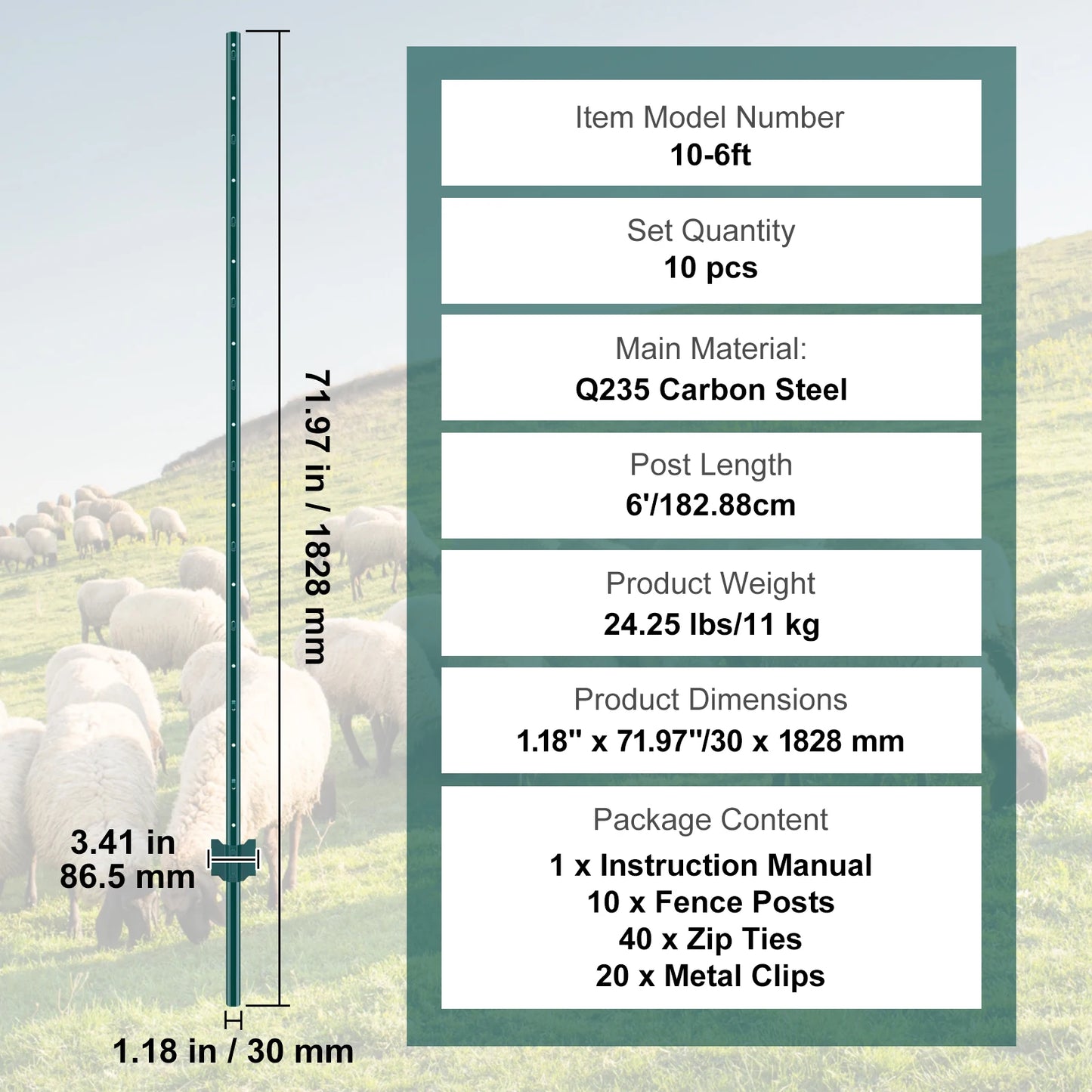 SucceBuy Fence Post T Post Heavy Duty Steel Stakes