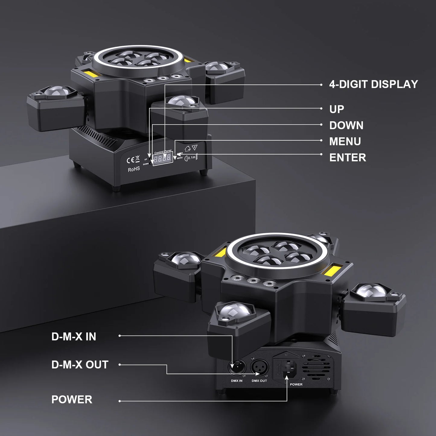 Rudderstar 120W RGBW Moving Head Light With Beam Effects