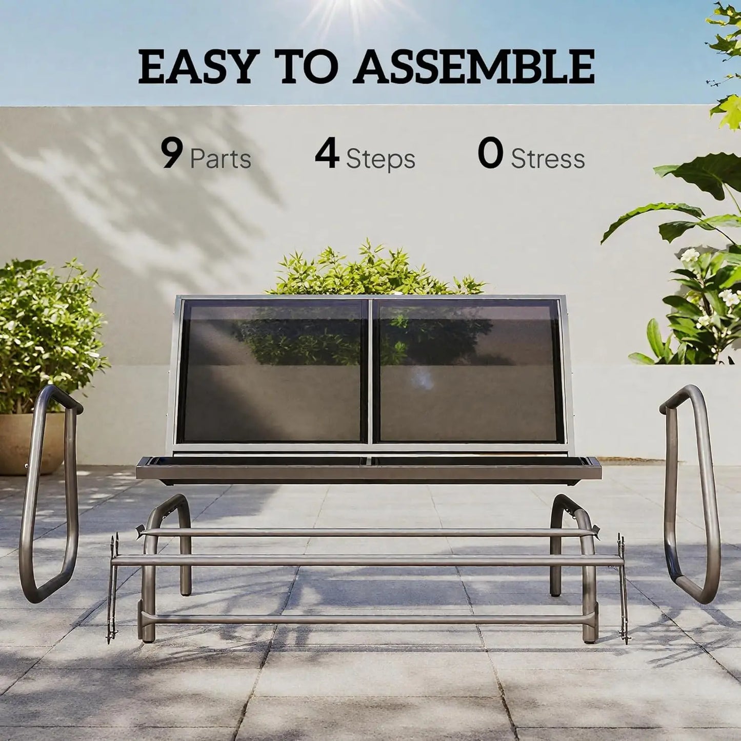 Outdoor Glider Bench For Patio With Powder Coated Steel Frame