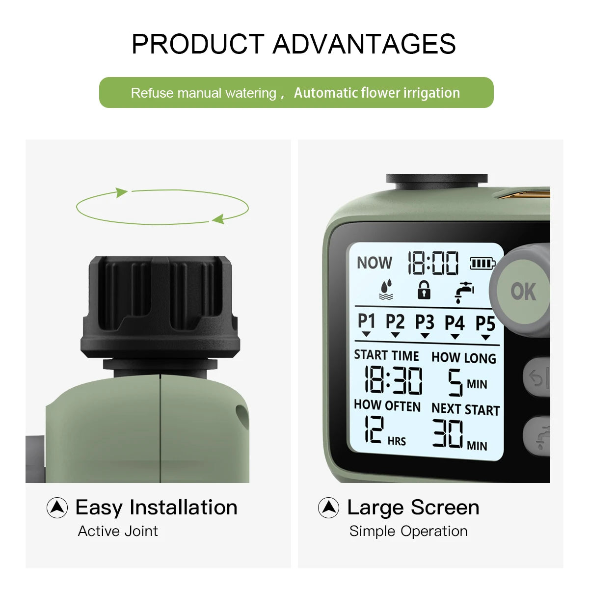 Eshico HCT-372 Water Timer With LED Backlit Display and Rain Sensor