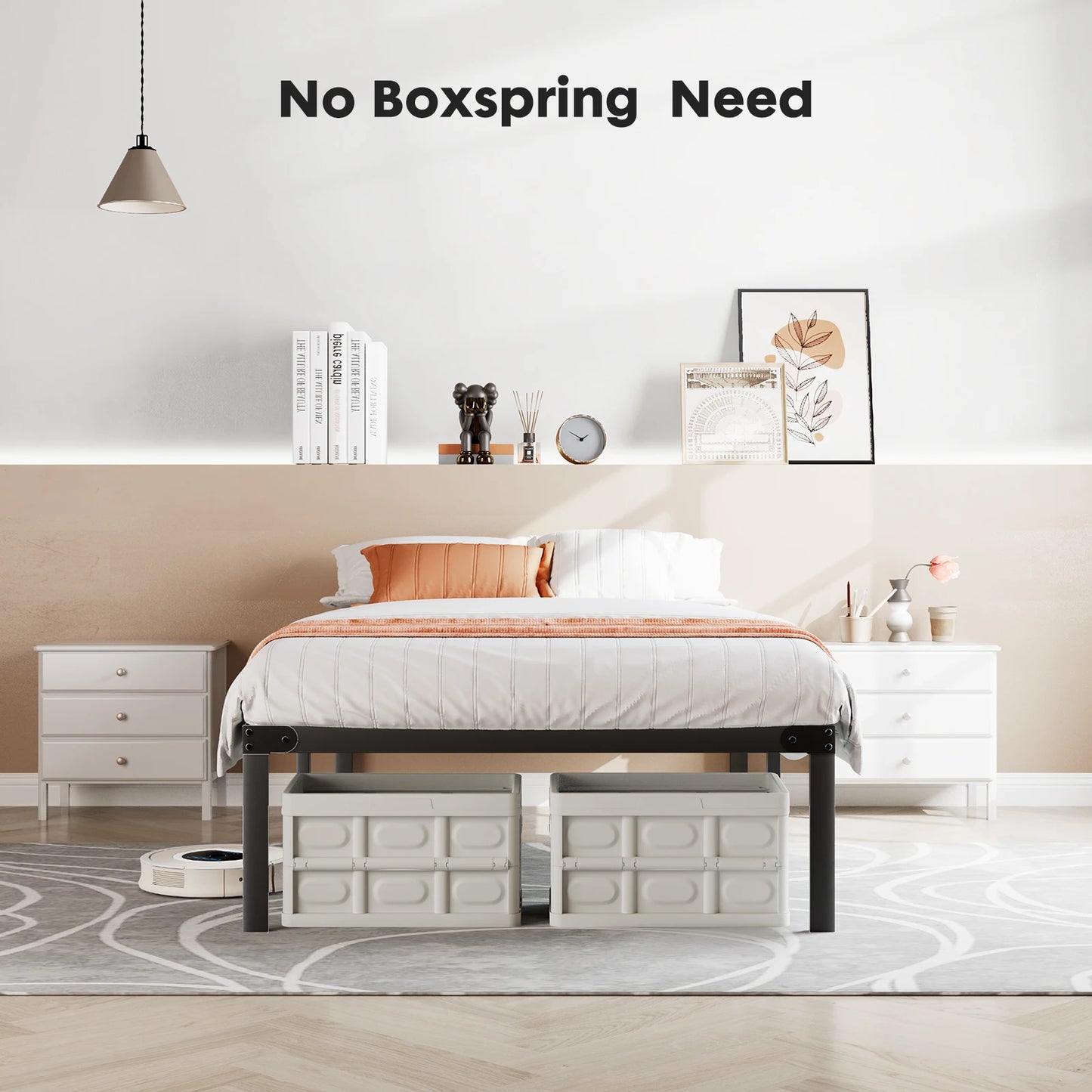 JHK Steel Bed Frame With Slat Support