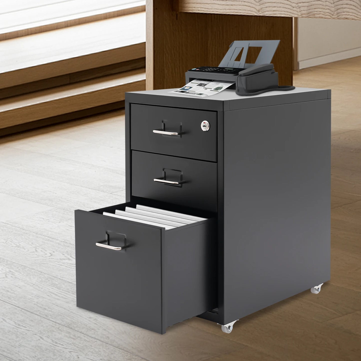 Metal Vertical File Cabinet With Lock For Office Or Study