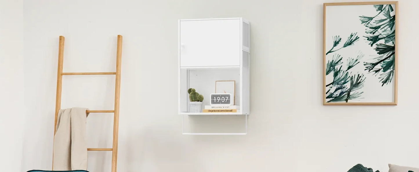 Over Toilet Bathroom Cabinet With Towel Bar And Shelves