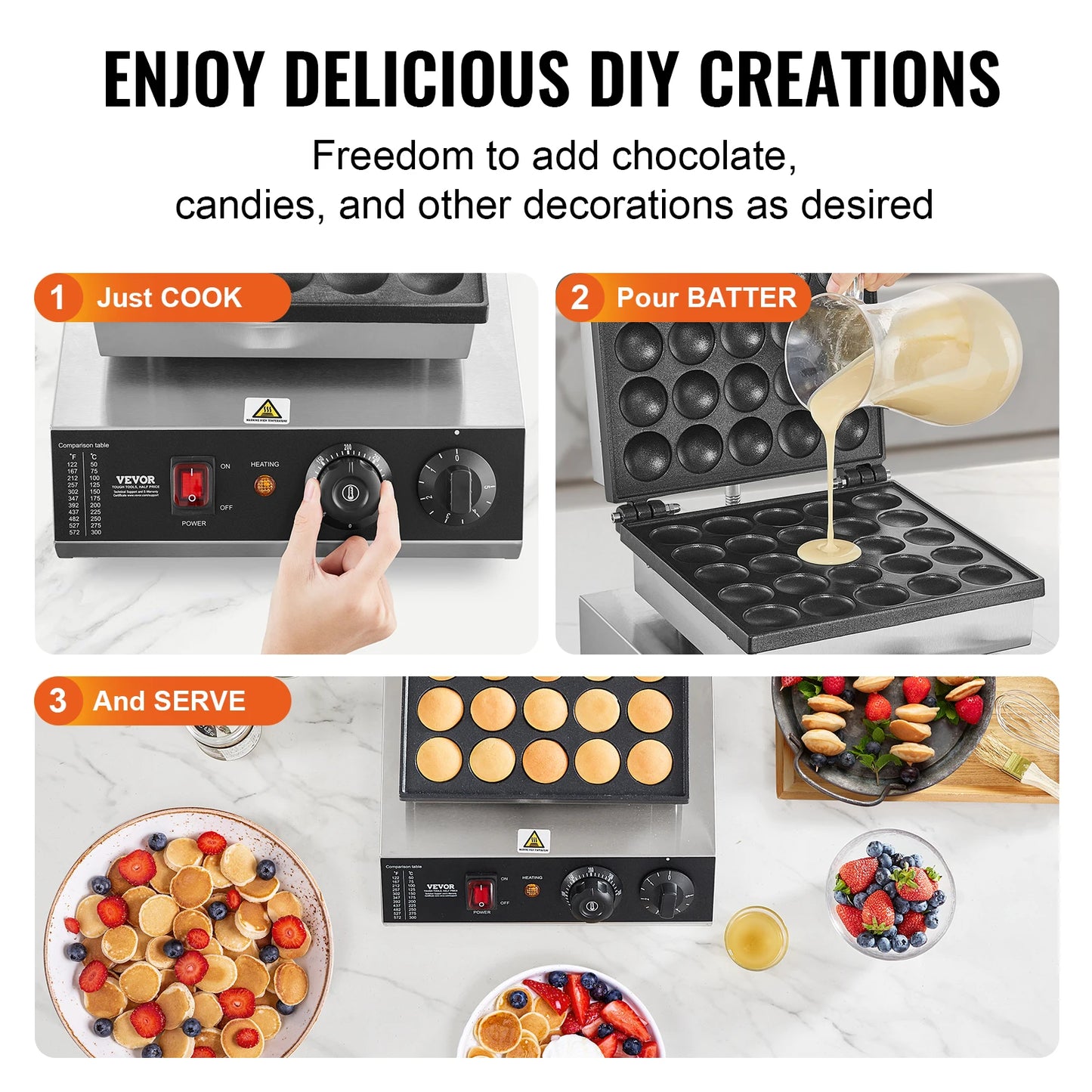 Succebuy Electric Waffle Maker 500W Nonstick Dorayaki Pancake Maker