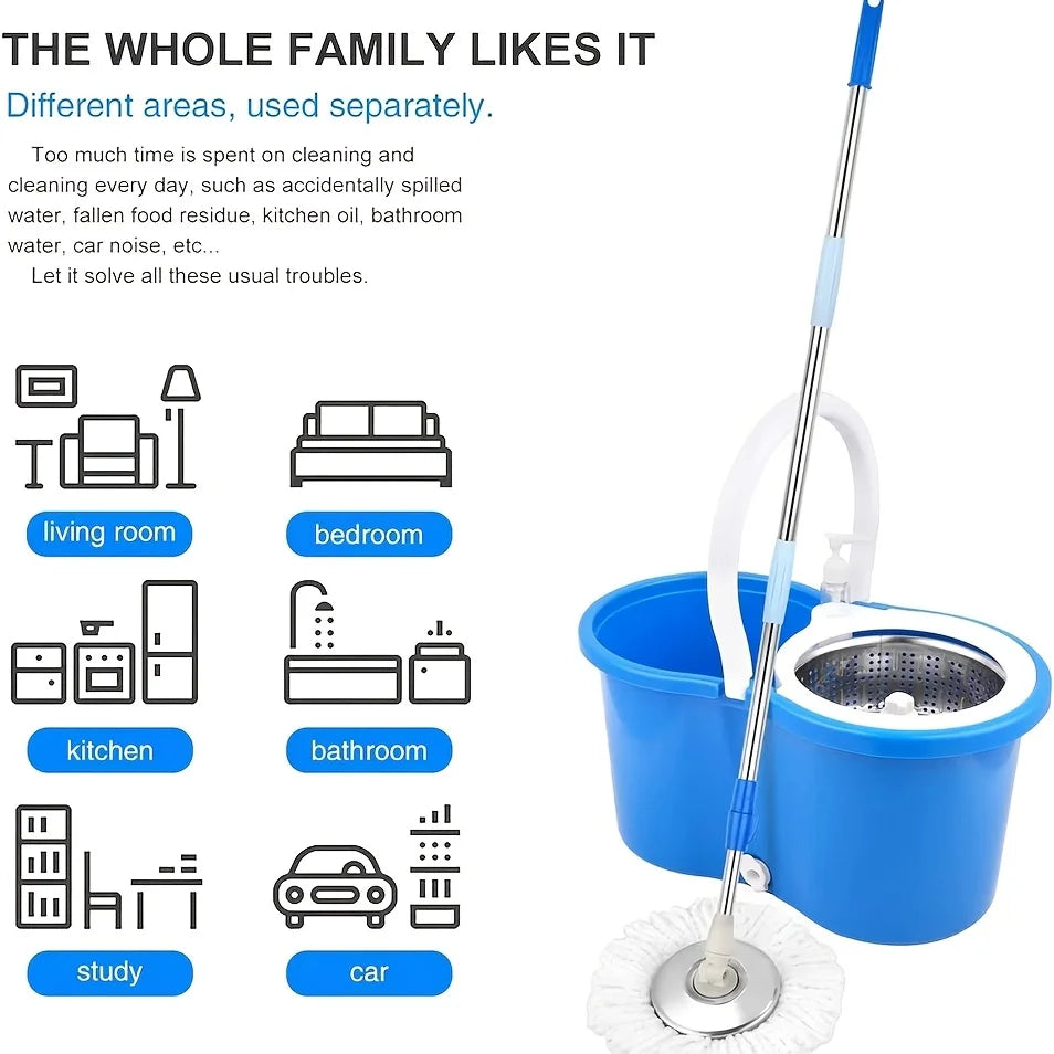 AEHOME Mop Bucket With Wringer Kit 360 Degree Swivel Mop And 3 Replacement Heads