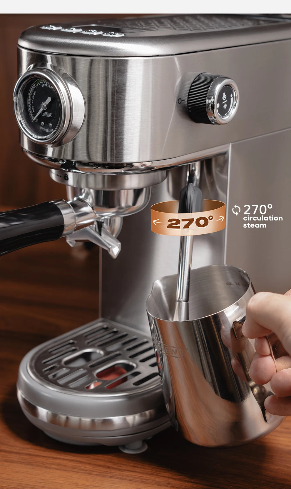HiBREW 20Bar Semi Automatic Espresso Machine For Home Use