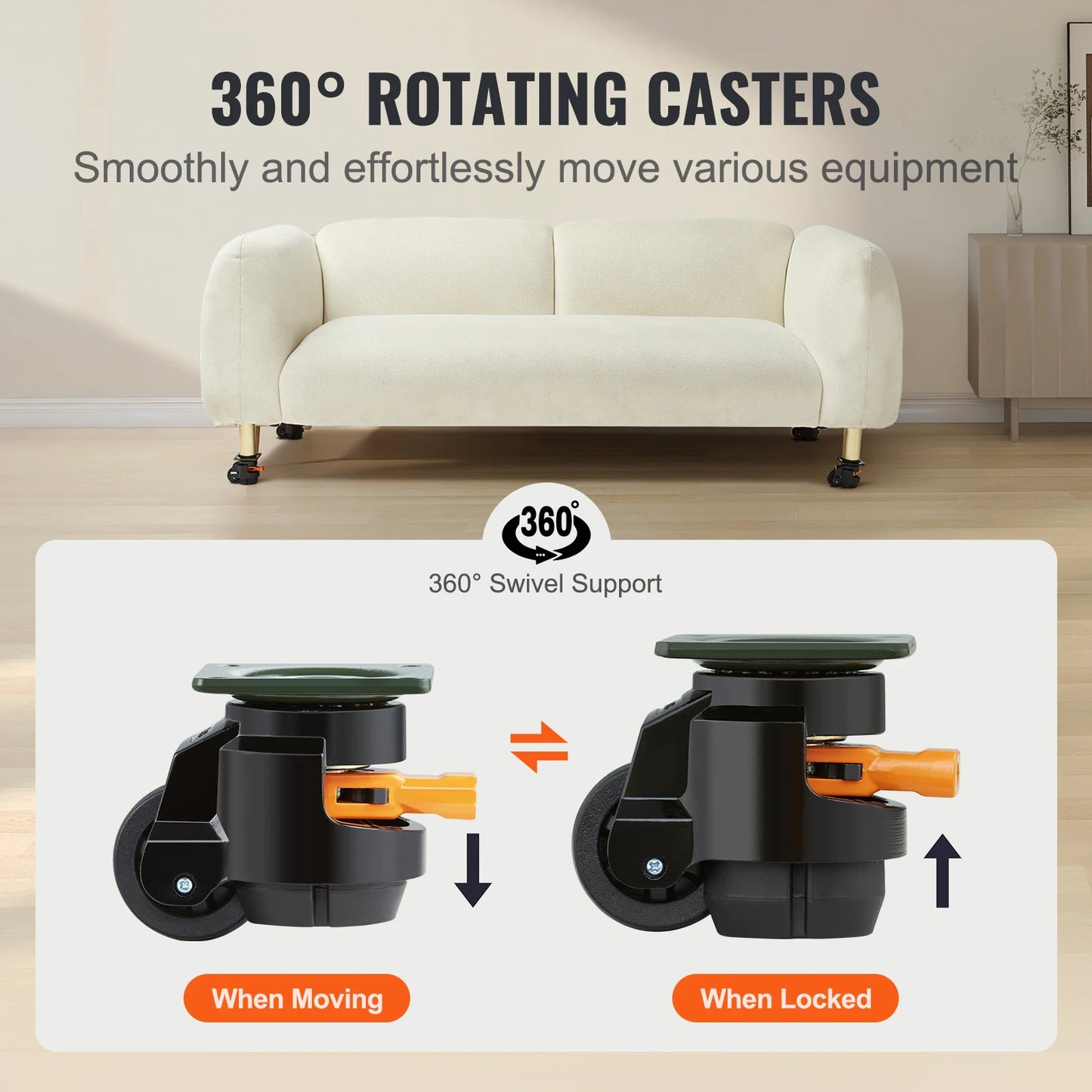 SucceBuy 4 Pack Leveling Casters Heavy Duty Swivel Wheels