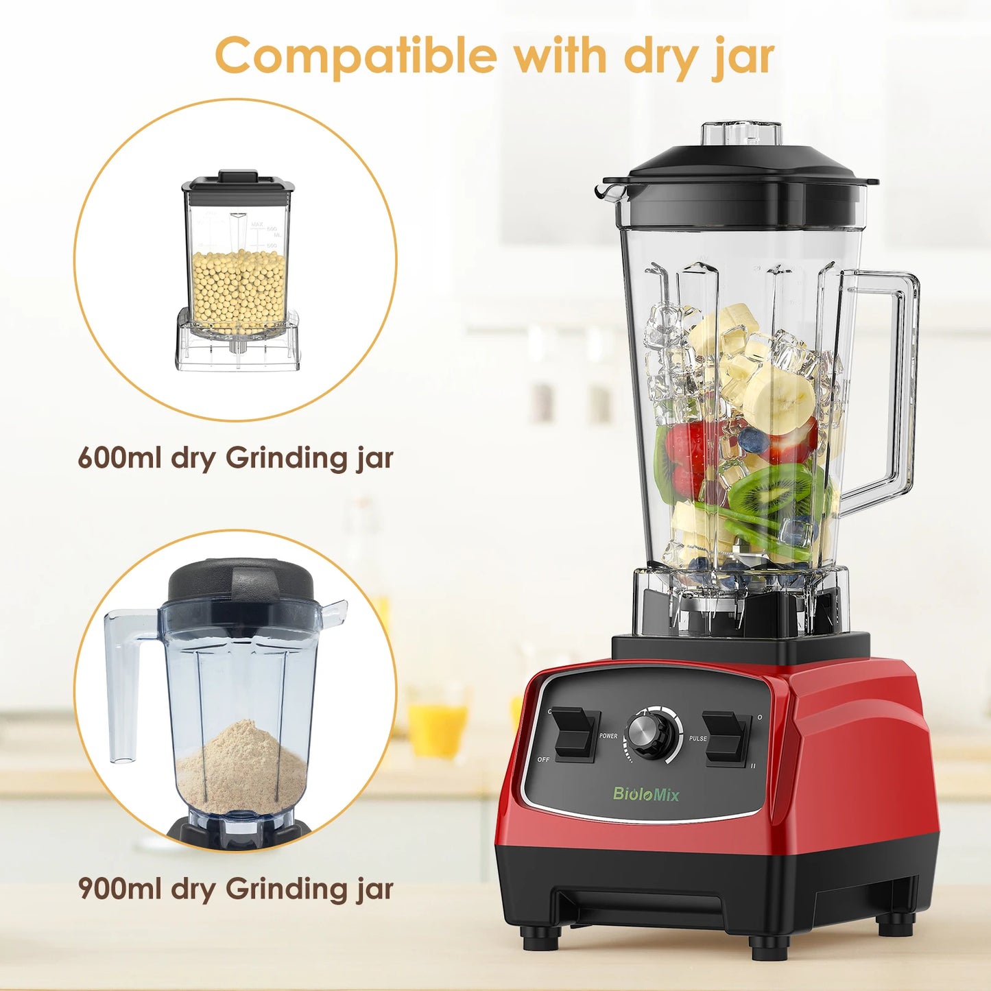 Biolomix Heavy Duty Blender Juicer Mixer Food Processor 3HP 2200W