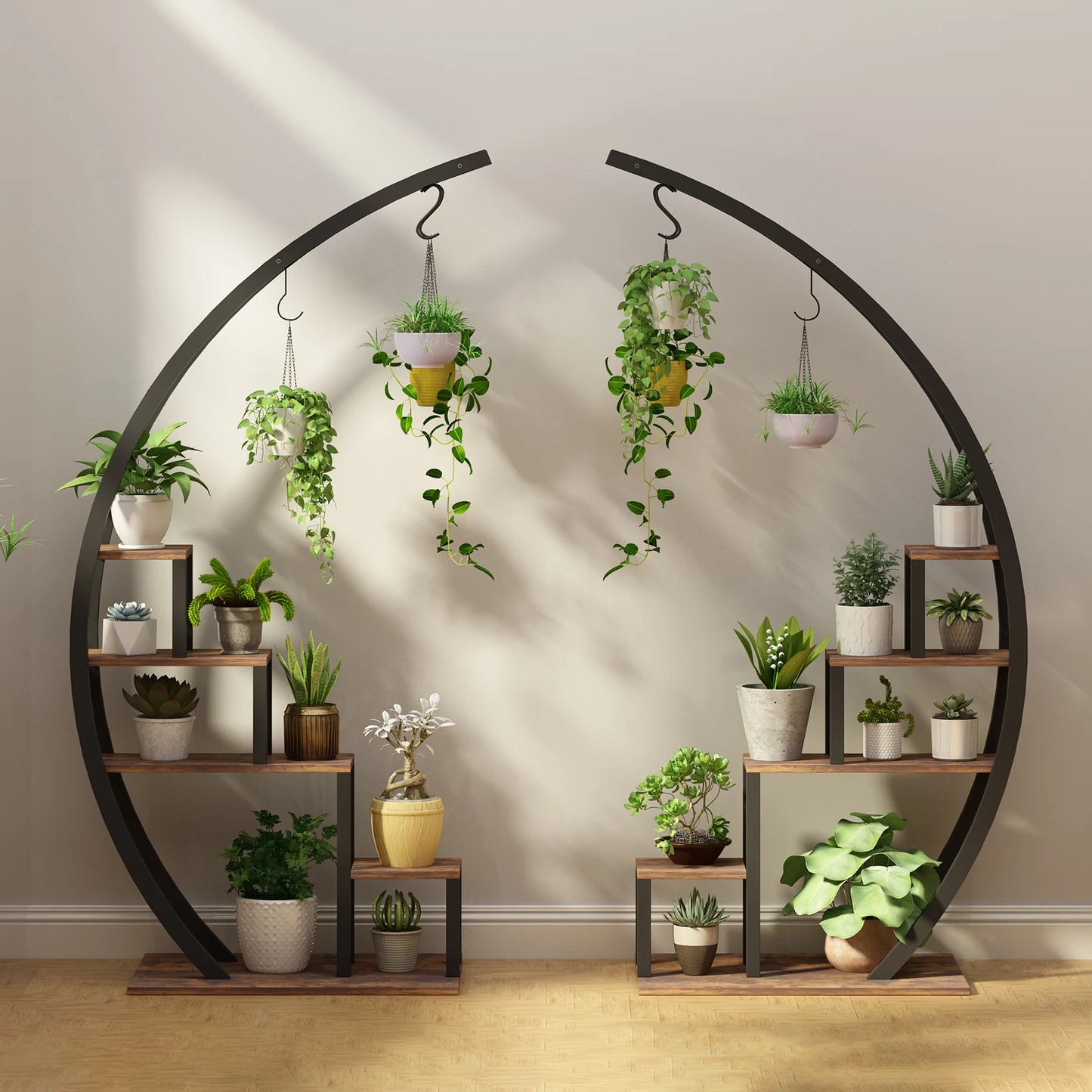 Twister.CK 5 Tier Indoor Plant Stand Half Moon Shelf Rack 2 Pack