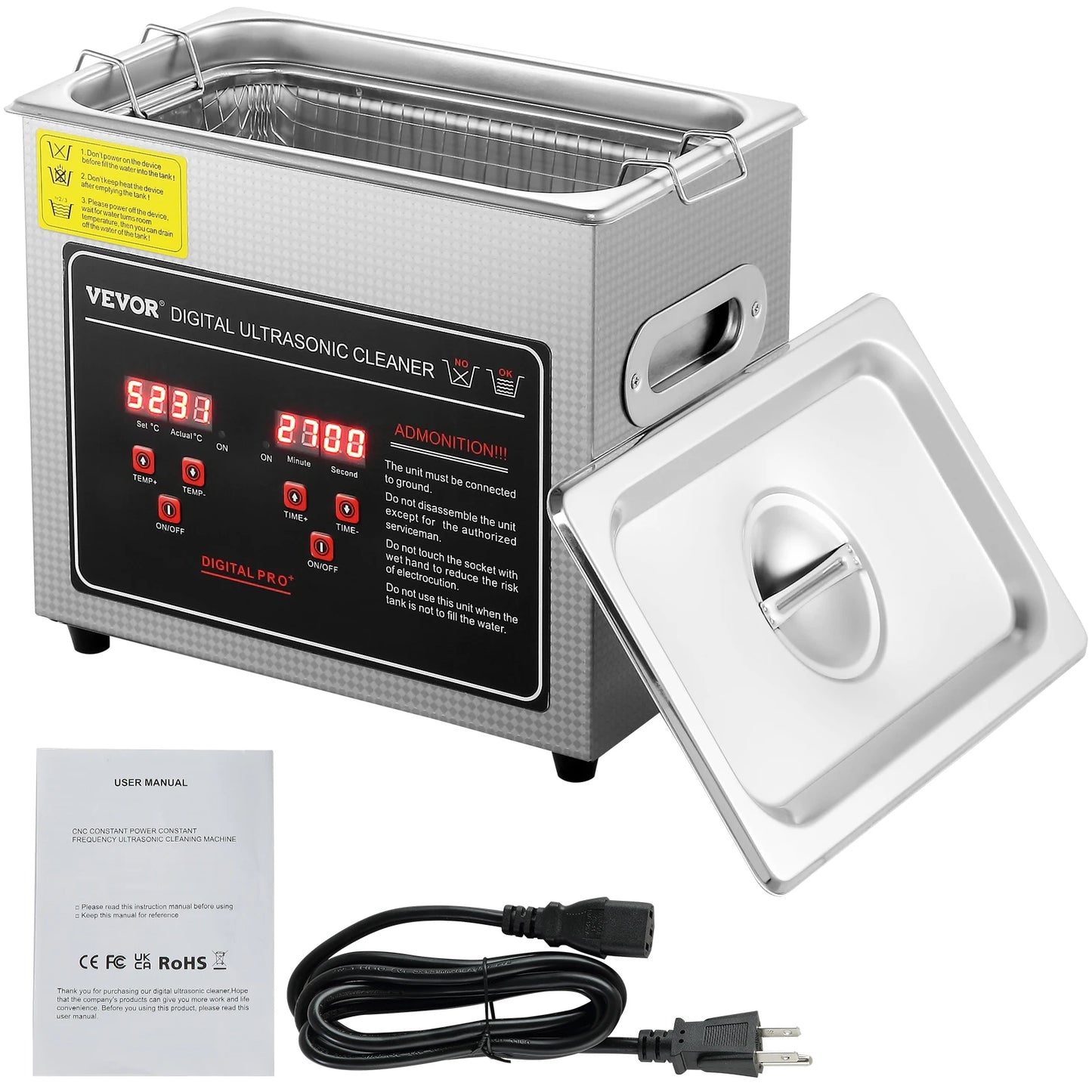 SucceBuy Ultrasonic Cleaner Stainless Steel Portable Home Appliance