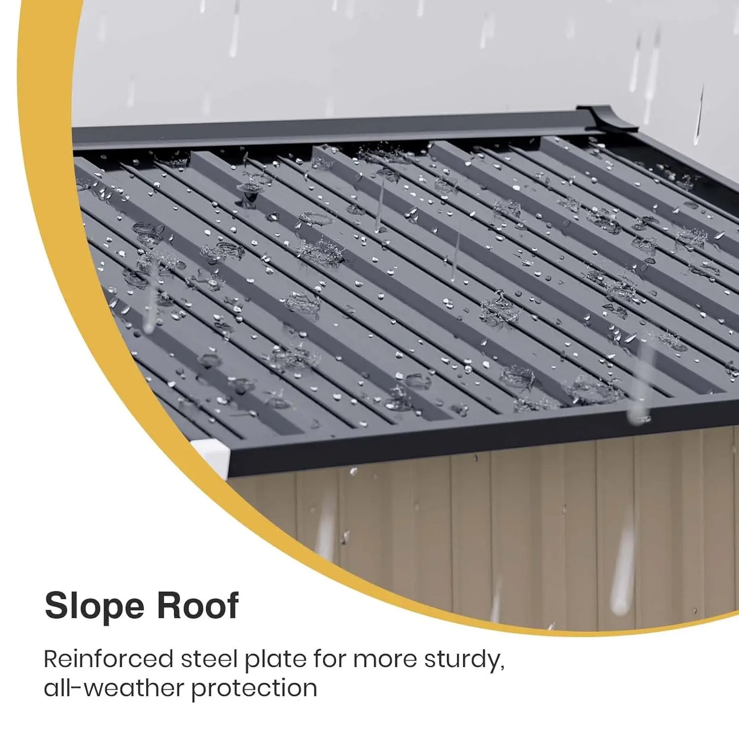 Metal Storage Shed With Lockable Door Sloped Roof Waterproof Outdoor